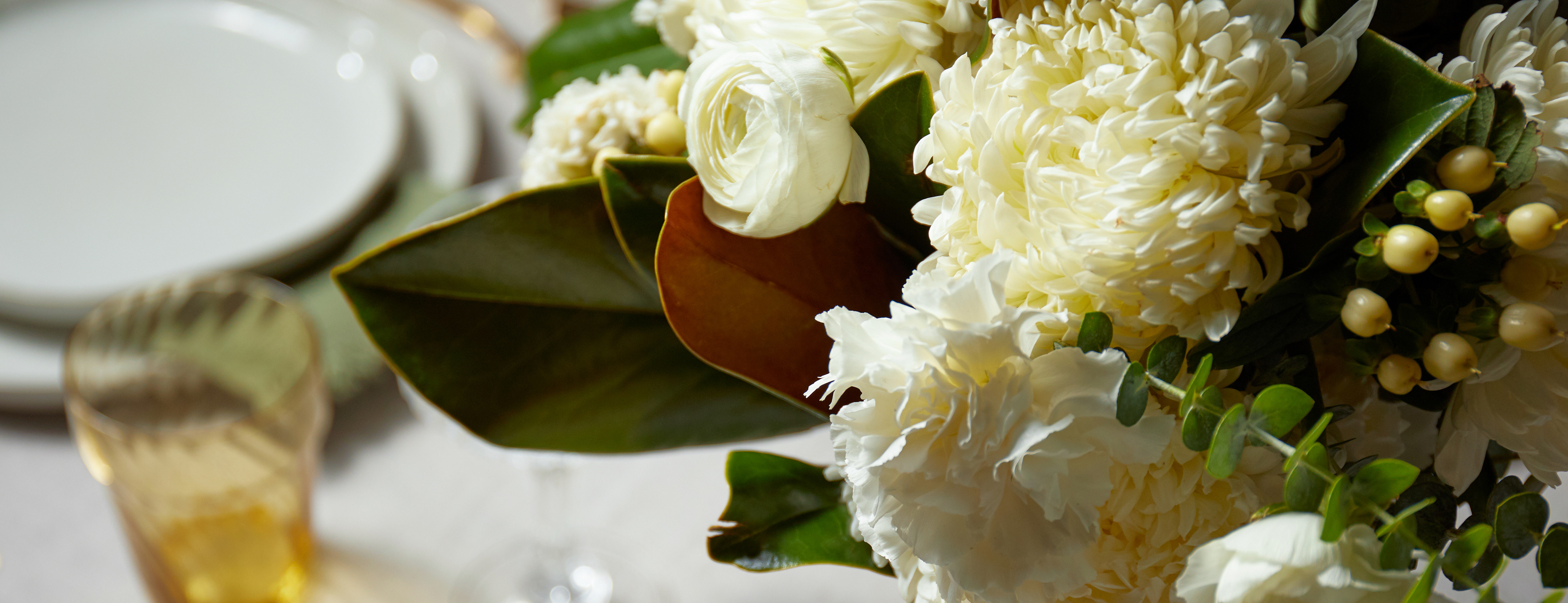 Close up of a bouquet of magnolia leaves for the holidays